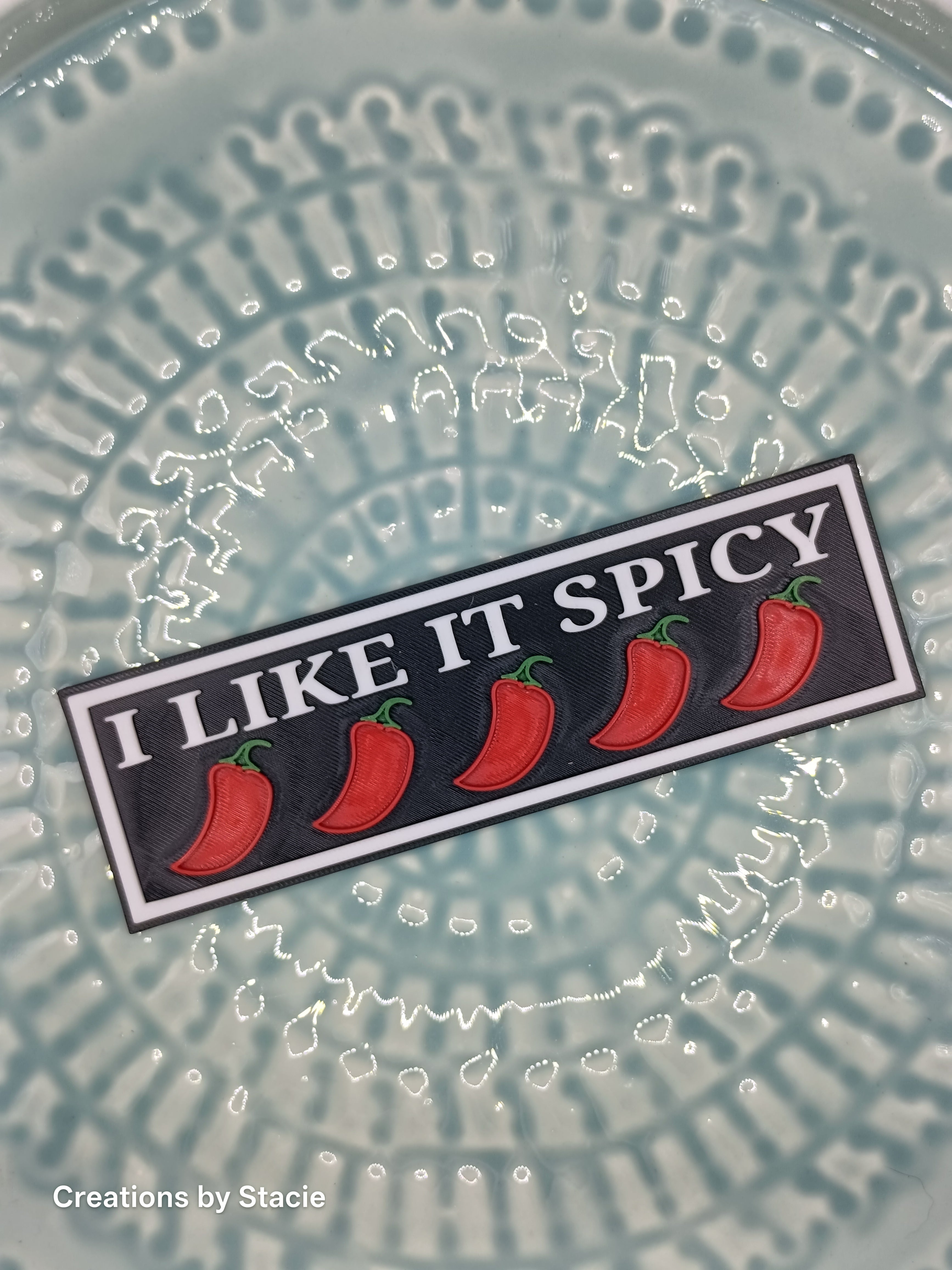I like it spicy book shelf sign
