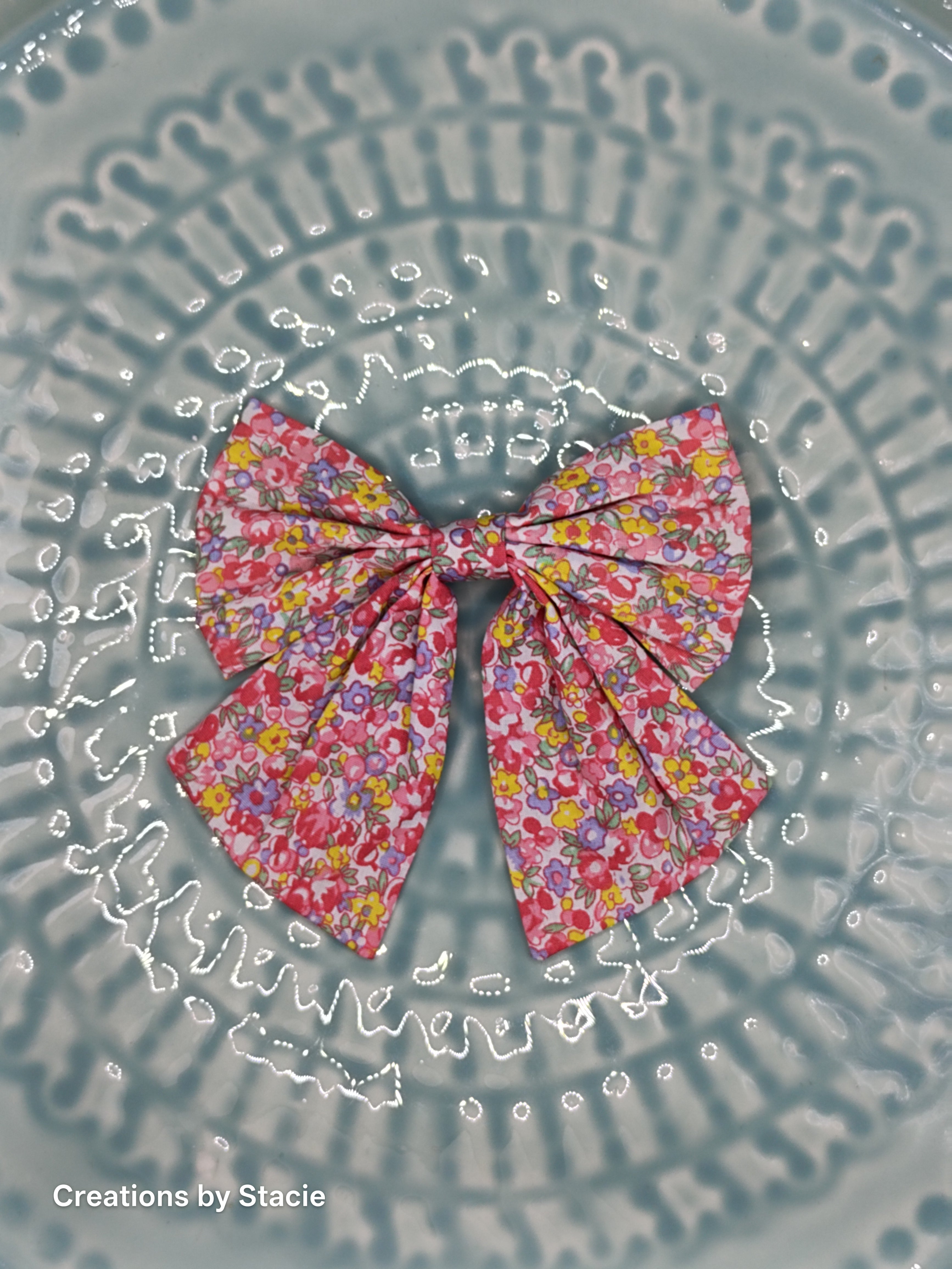 Floral Fabric Hair Bows
