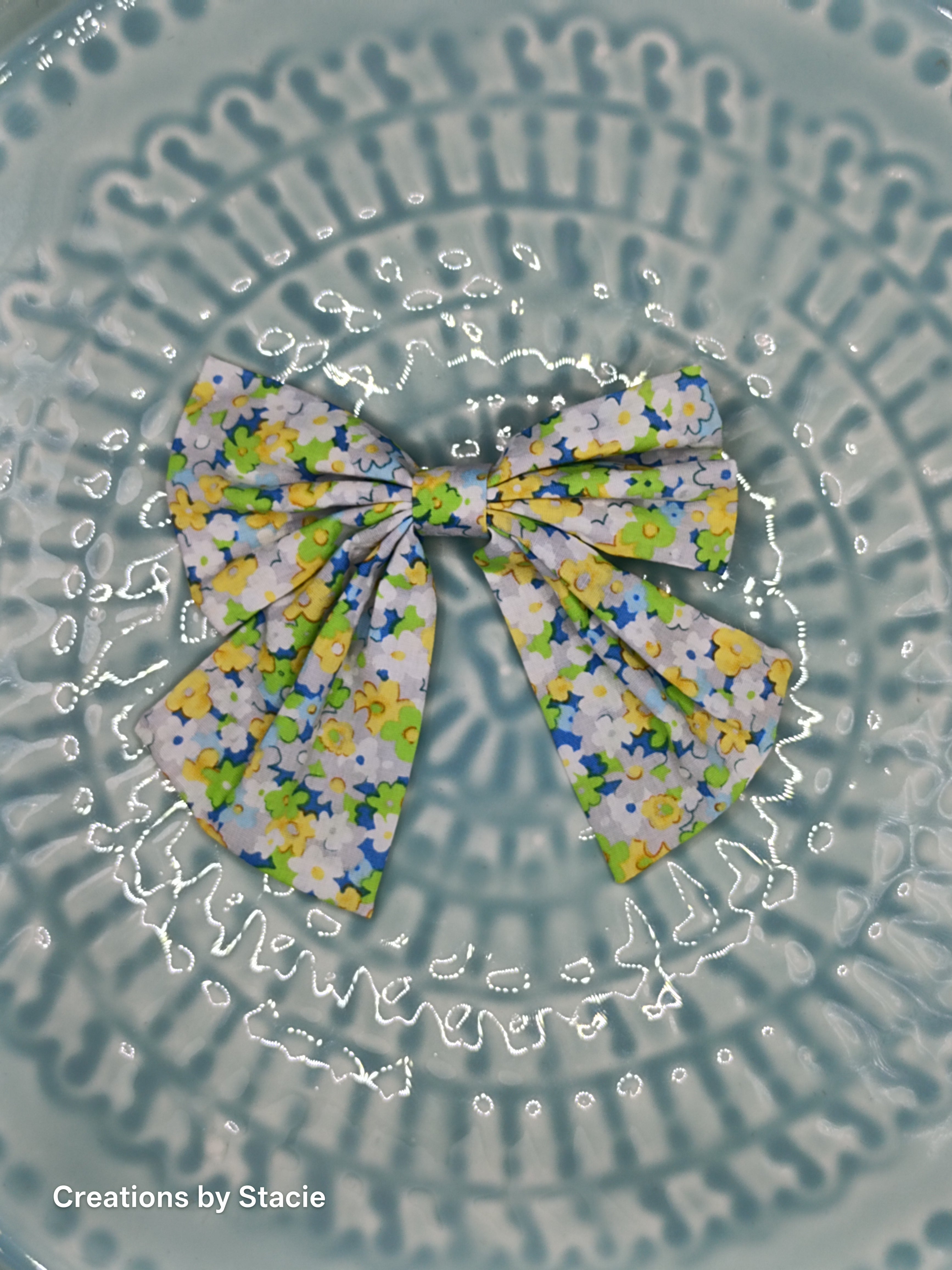 Floral Fabric Hair Bows