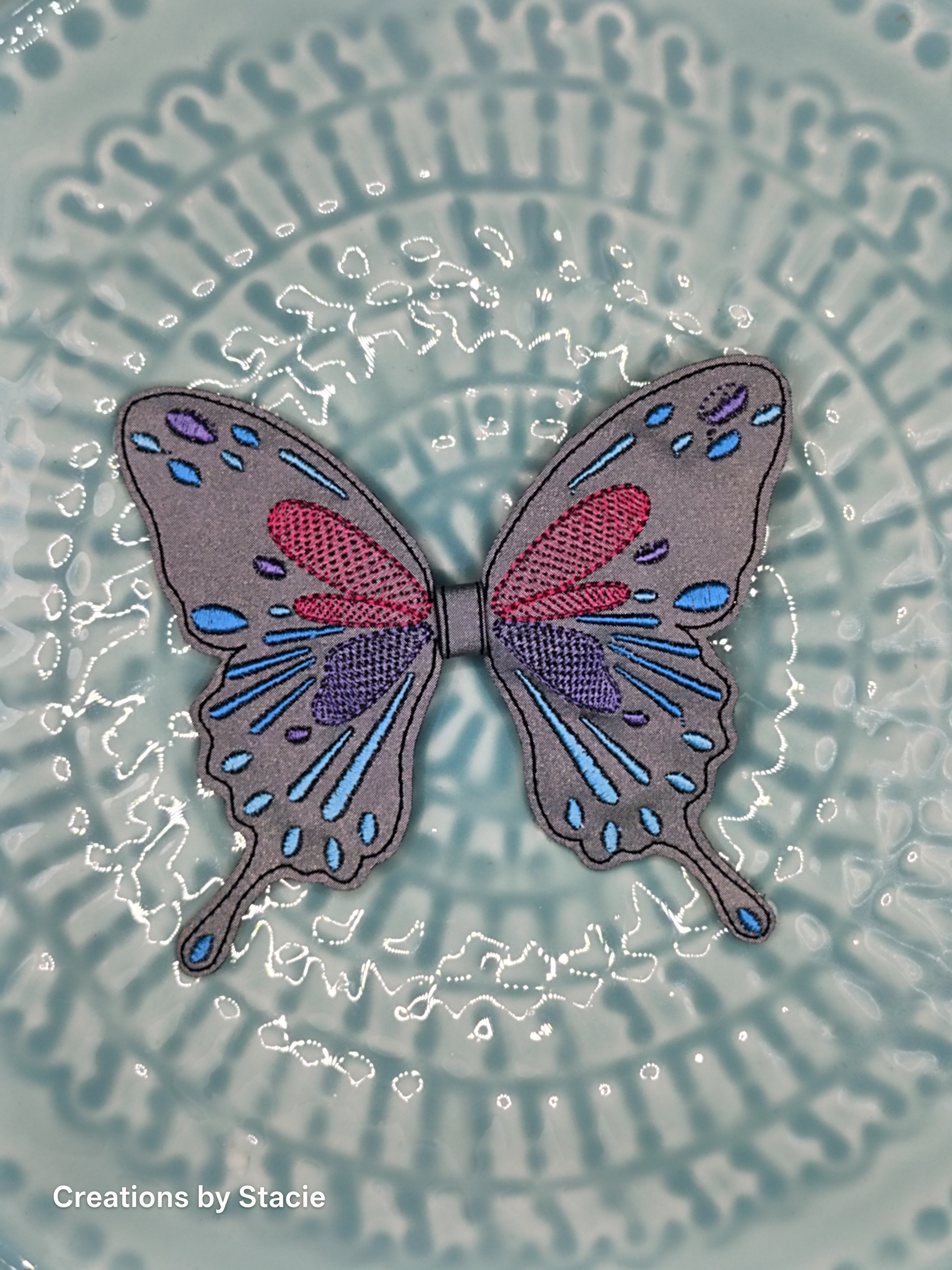 Embroidered Hair Bow