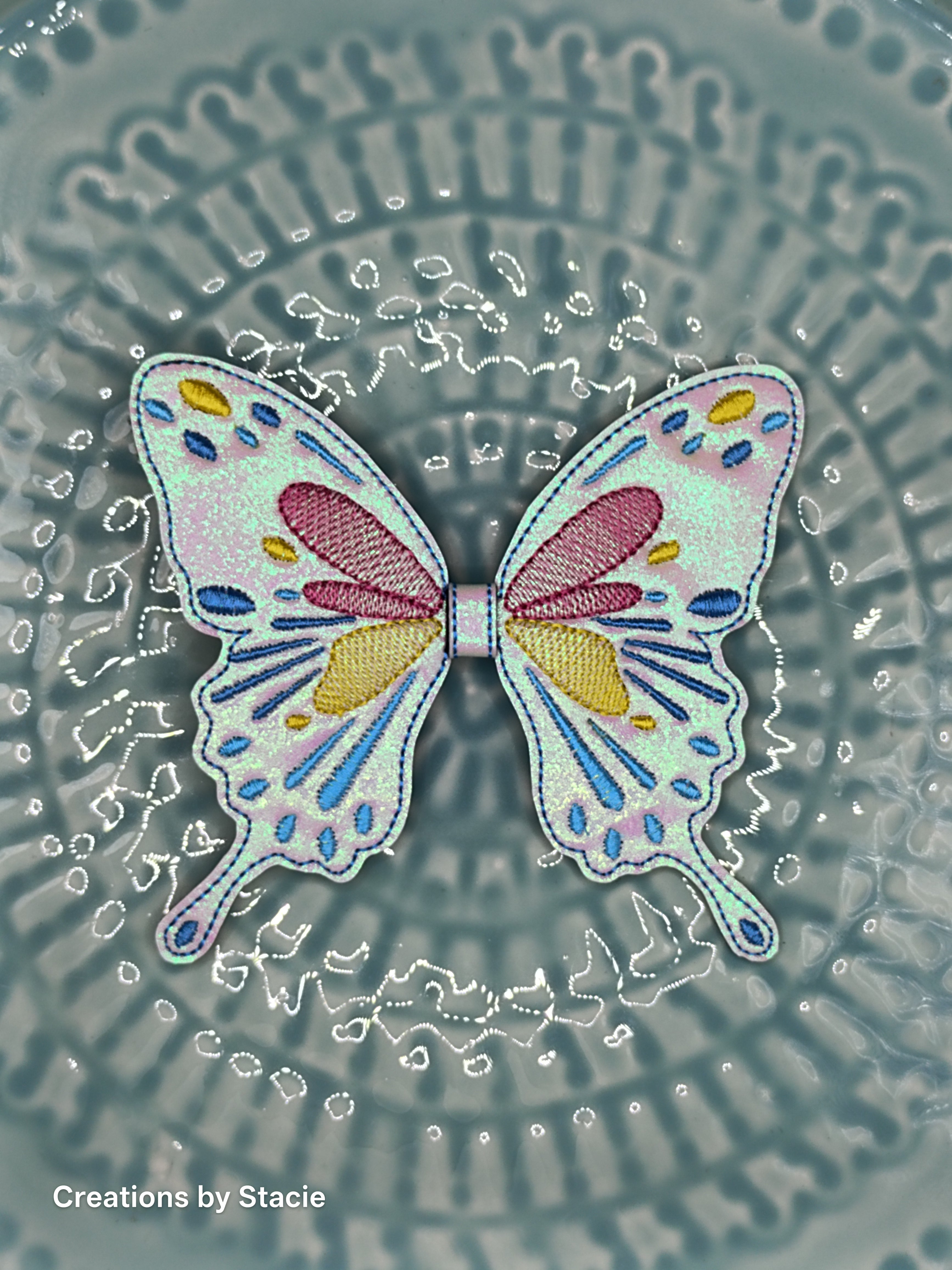 Embroidered Hair Bow