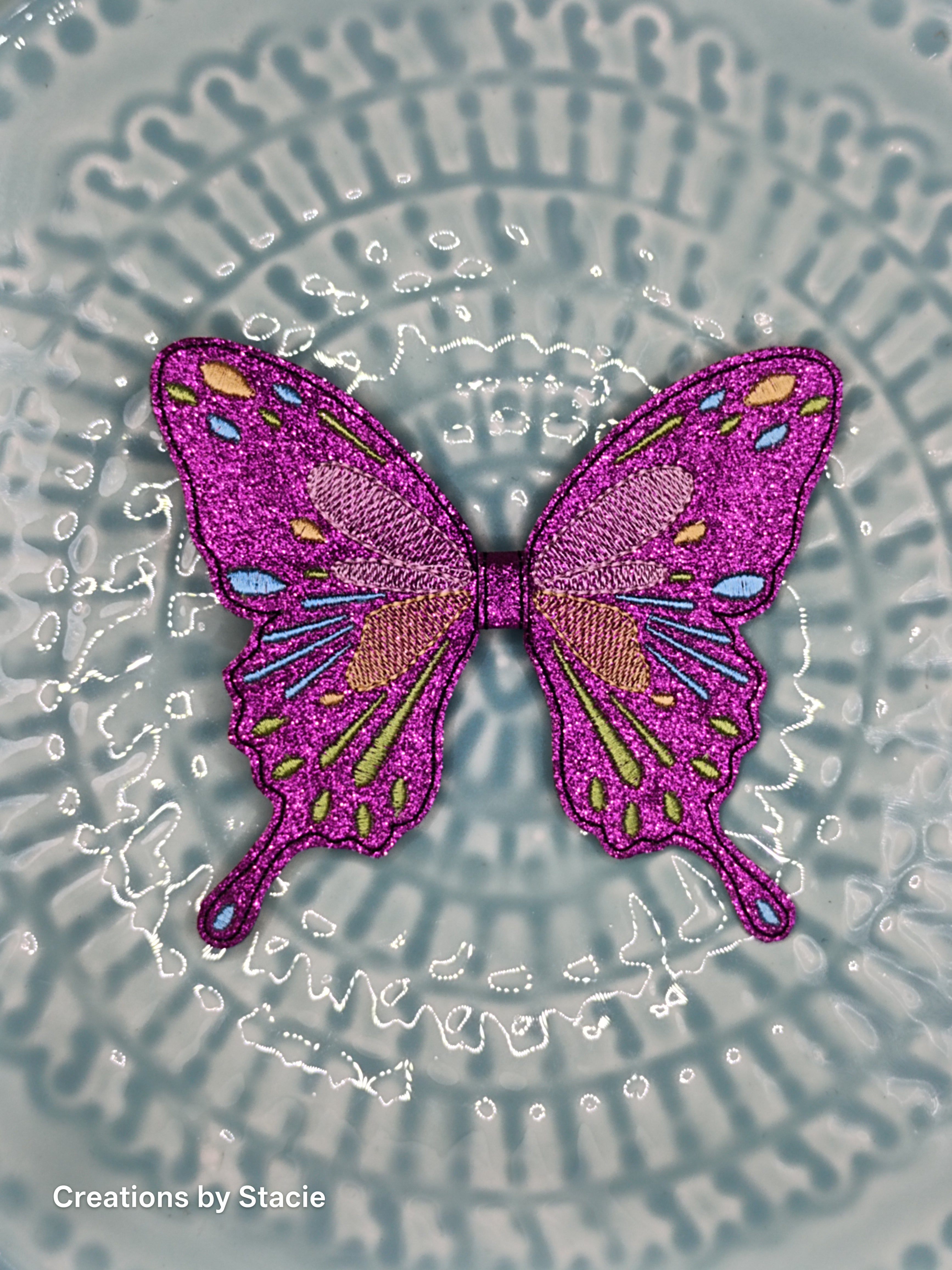 Embroidered Hair Bow