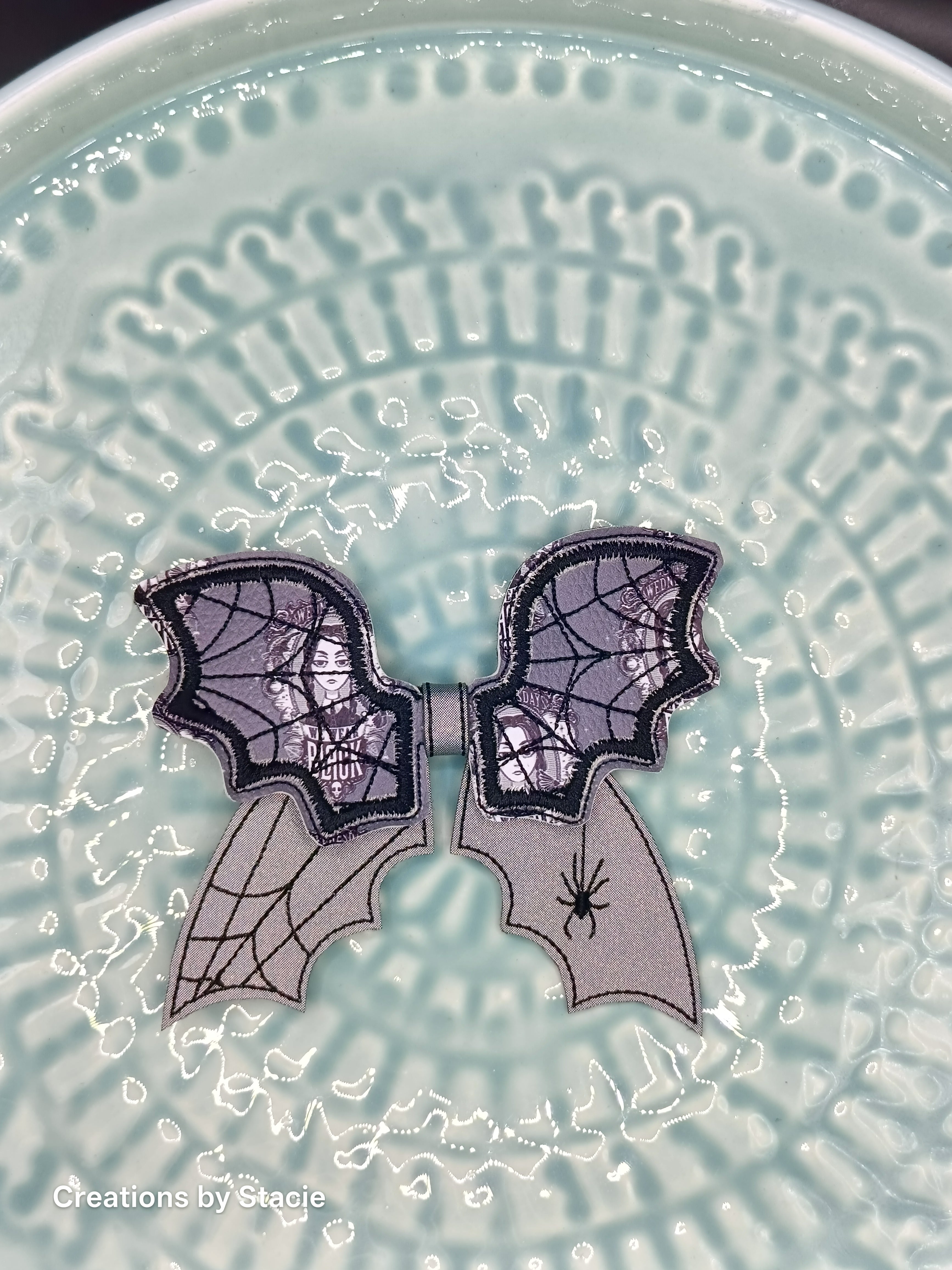 Embroidered Hair Bow