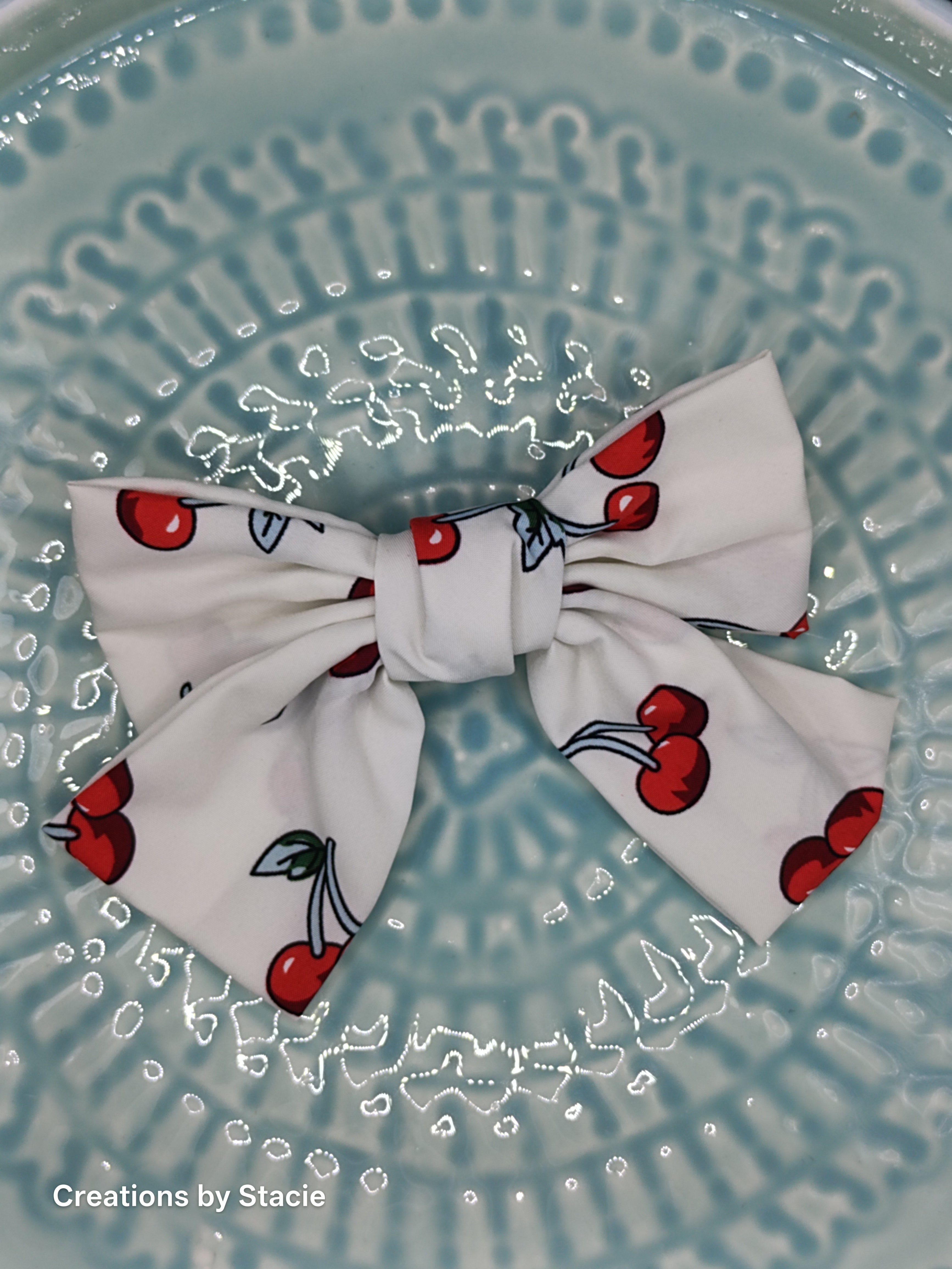 Fabric Cherry Bows Medium Size