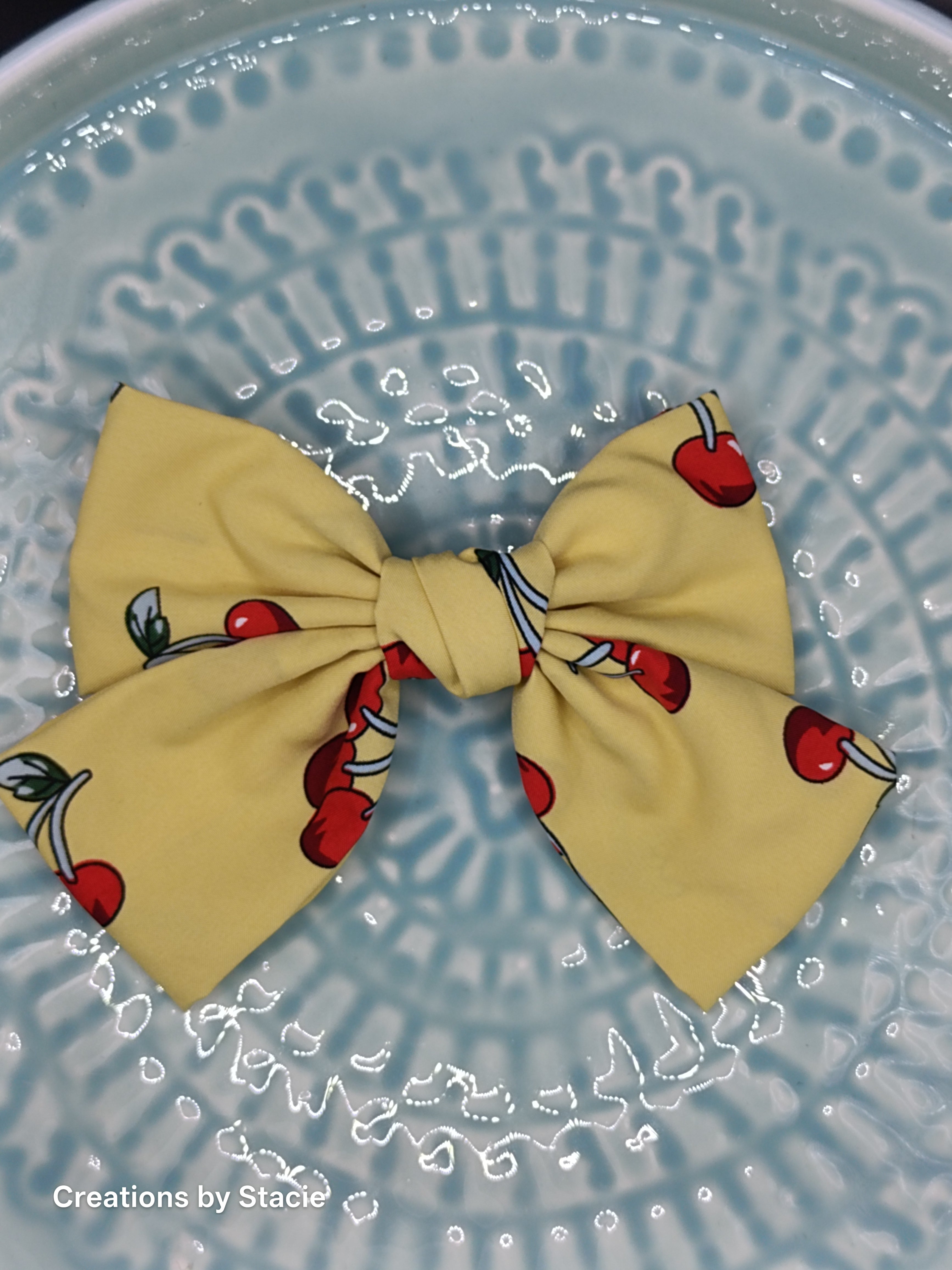 Fabric Cherry Bows Medium Size