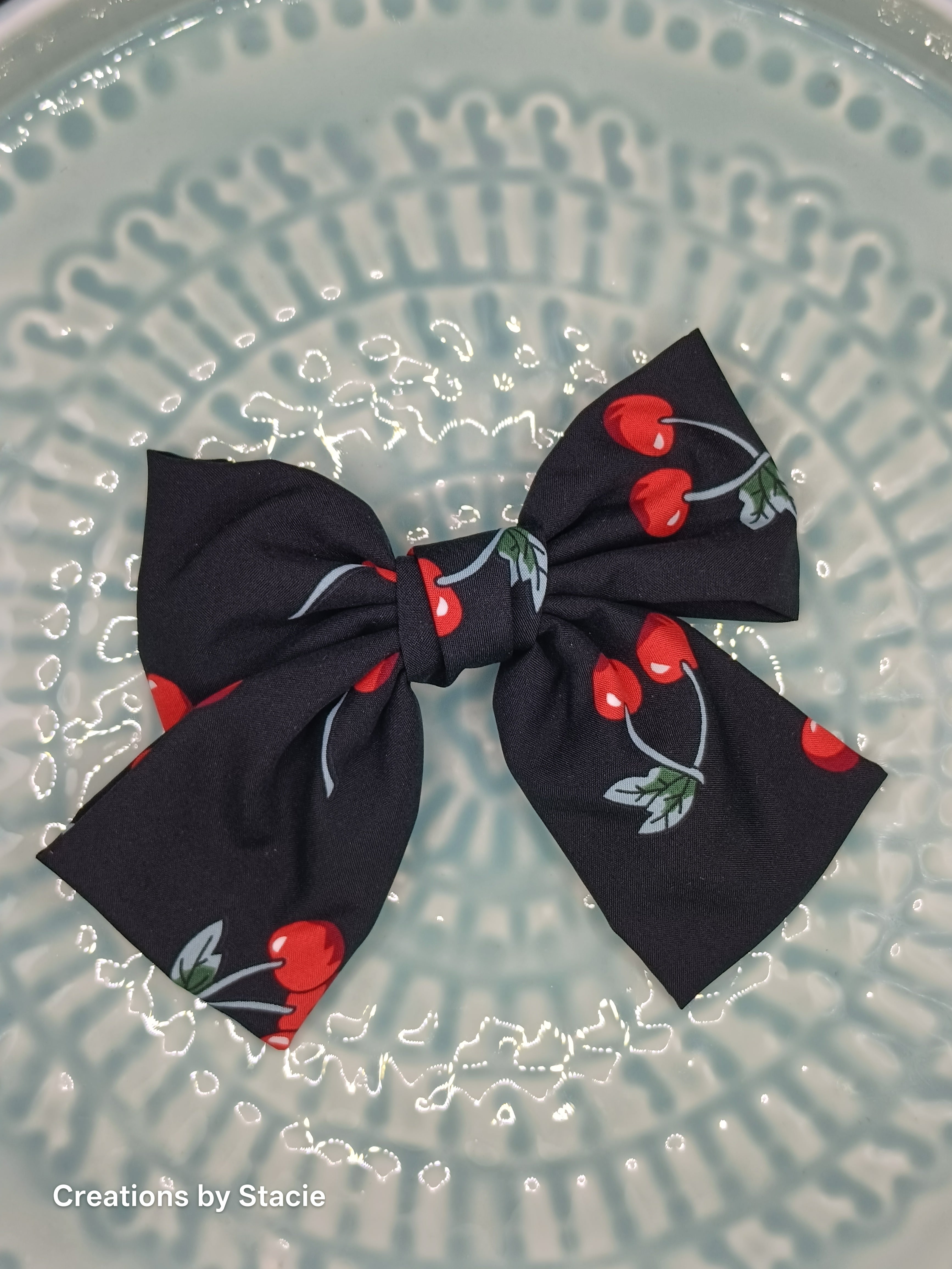 Fabric Cherry Bows Medium Size