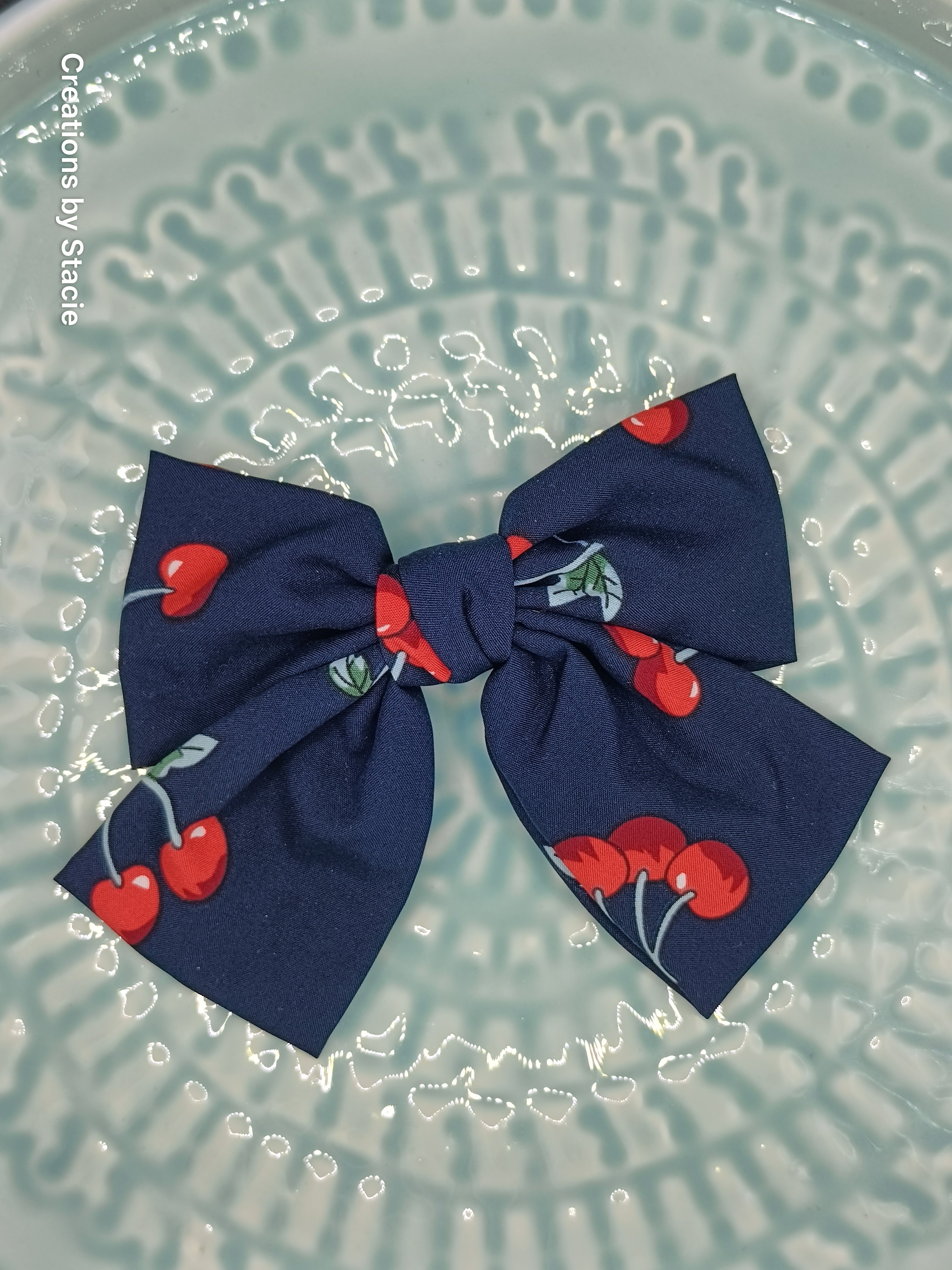 Fabric Cherry Bows Medium Size