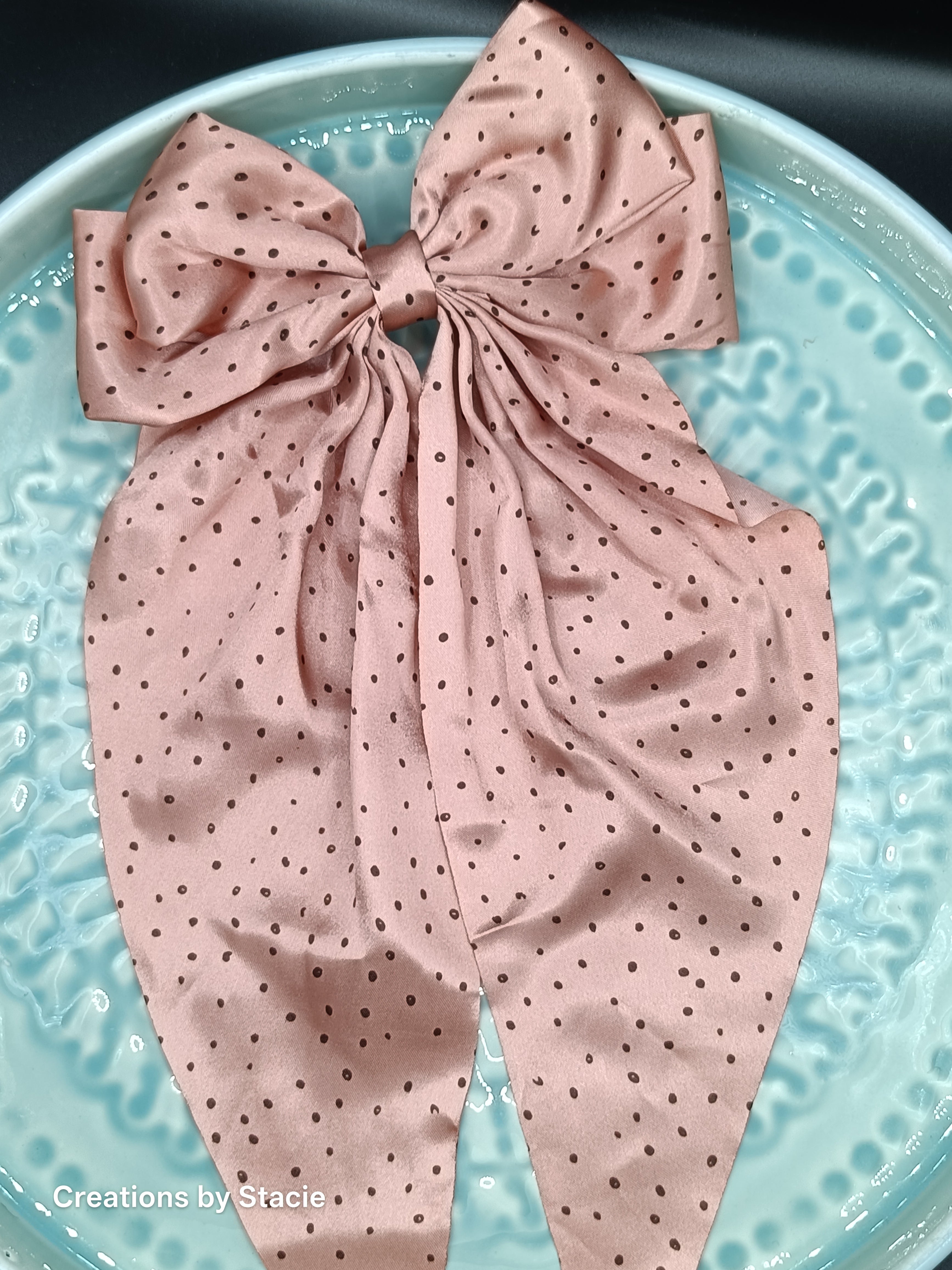 Large Satin Bow with Pokka Dots