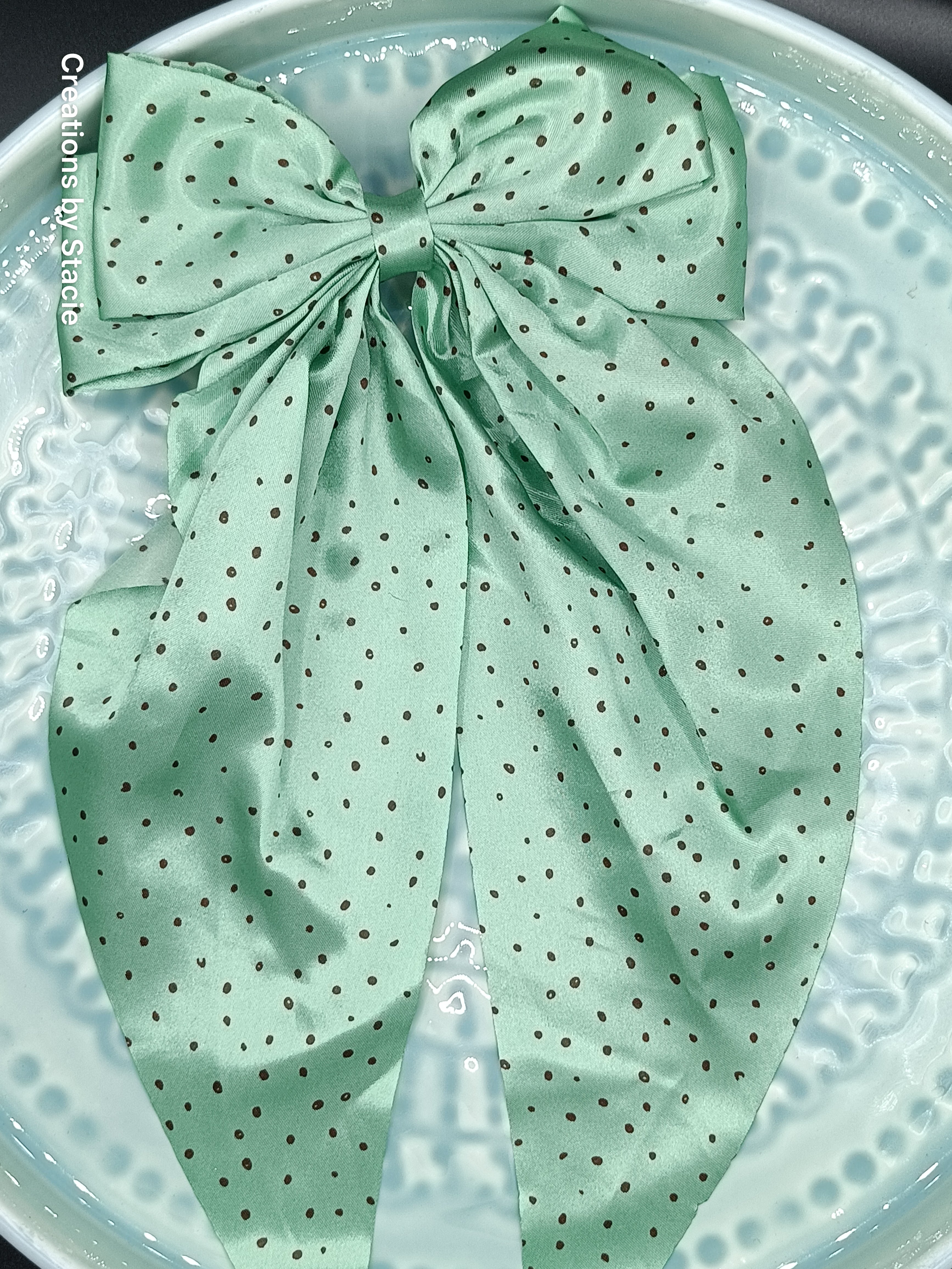 Large Satin Bow with Pokka Dots