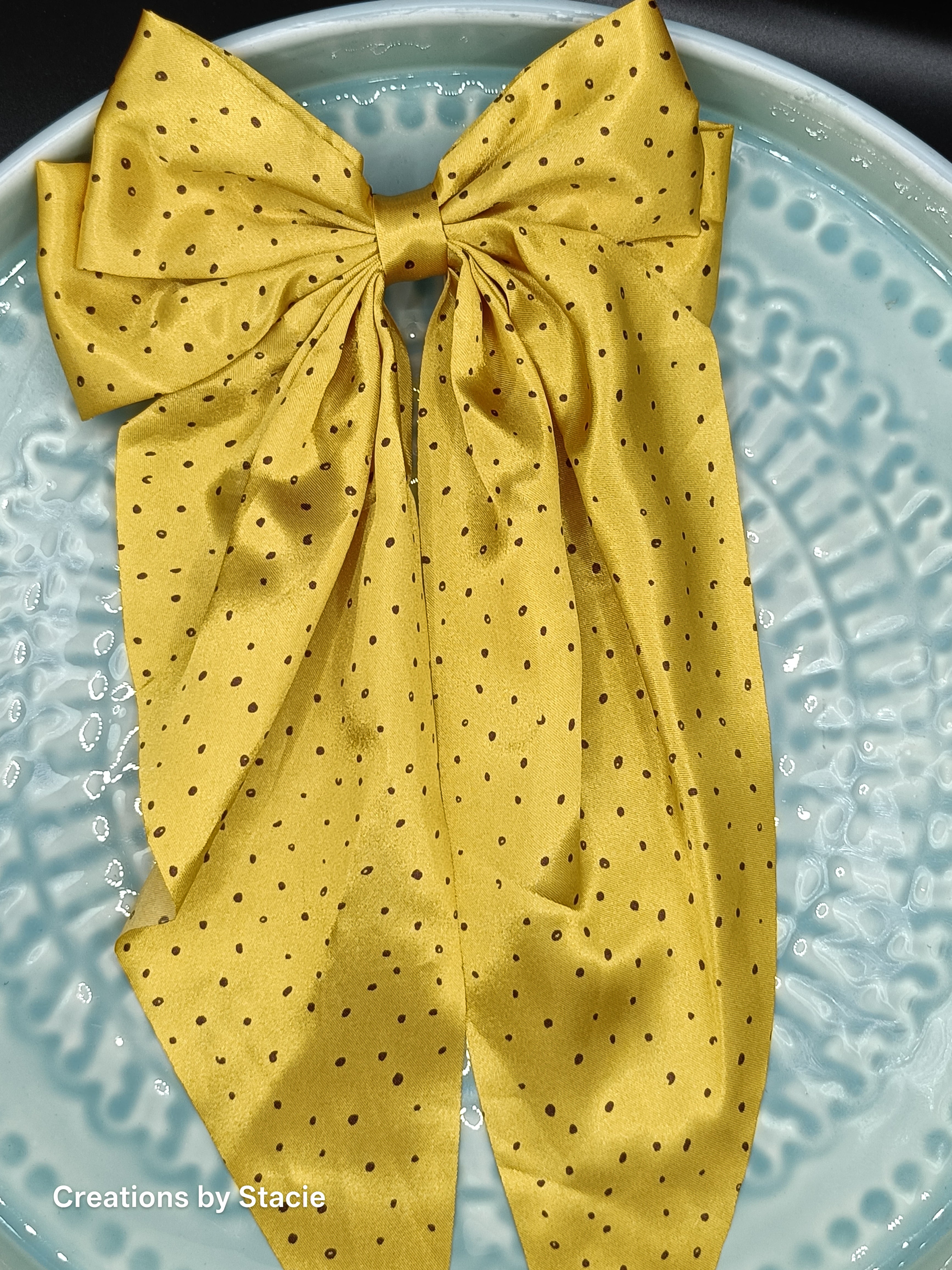 Large Satin Bow with Pokka Dots