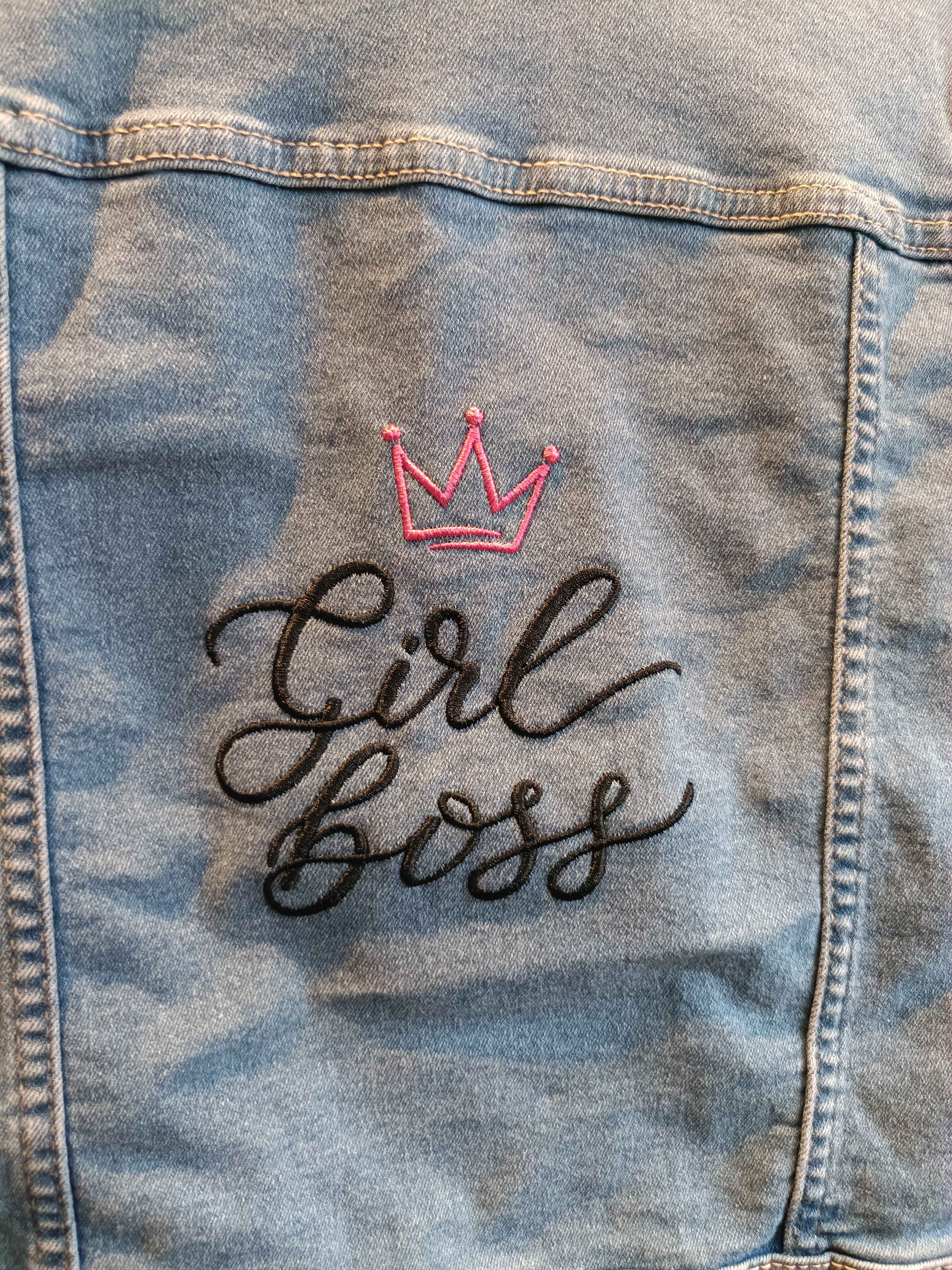 Girl Boss Embroidered Denim Jacket - Children's Size 9