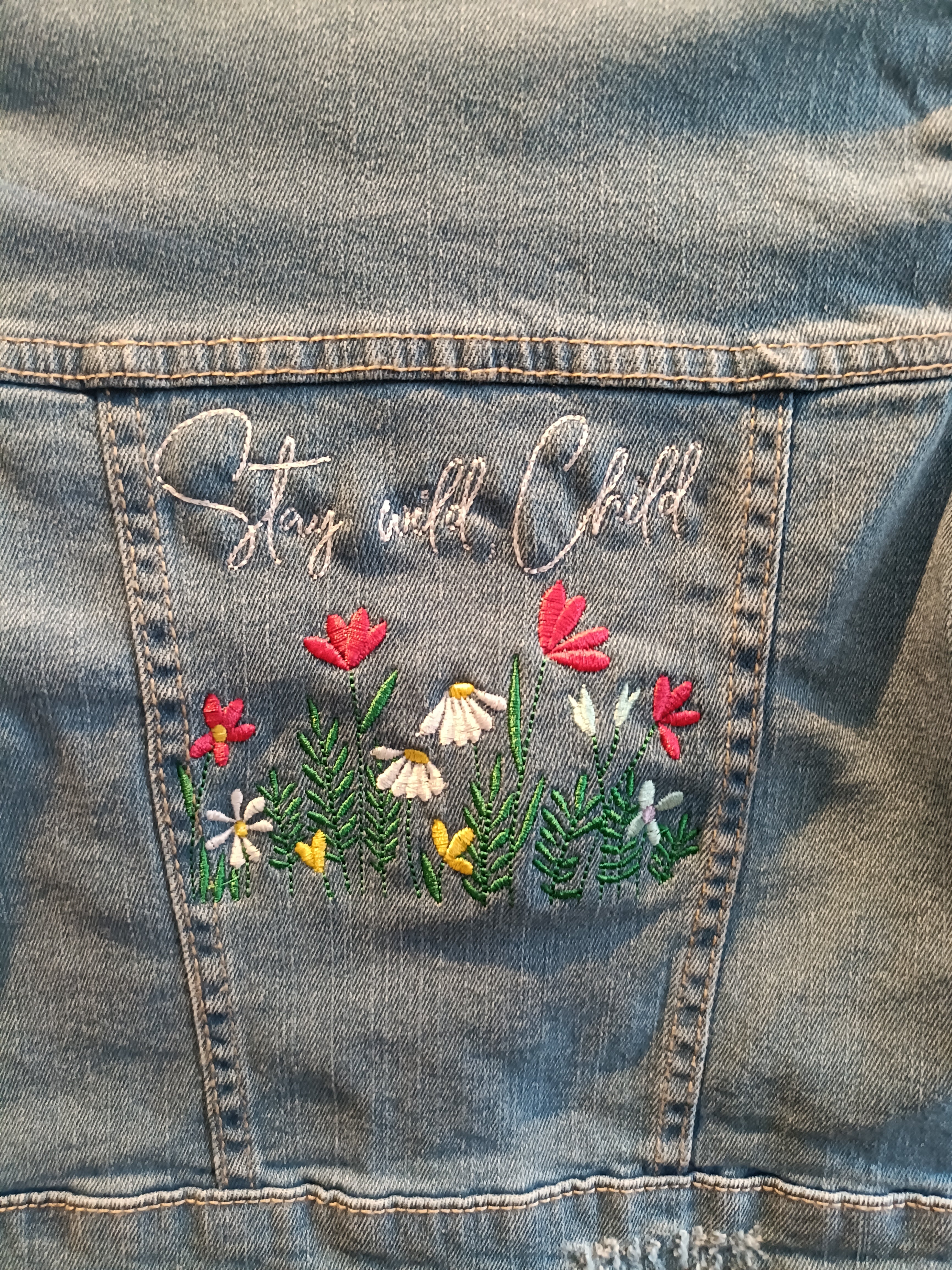 Stay Wild Child Denim Jacket Embroidered - Size 2