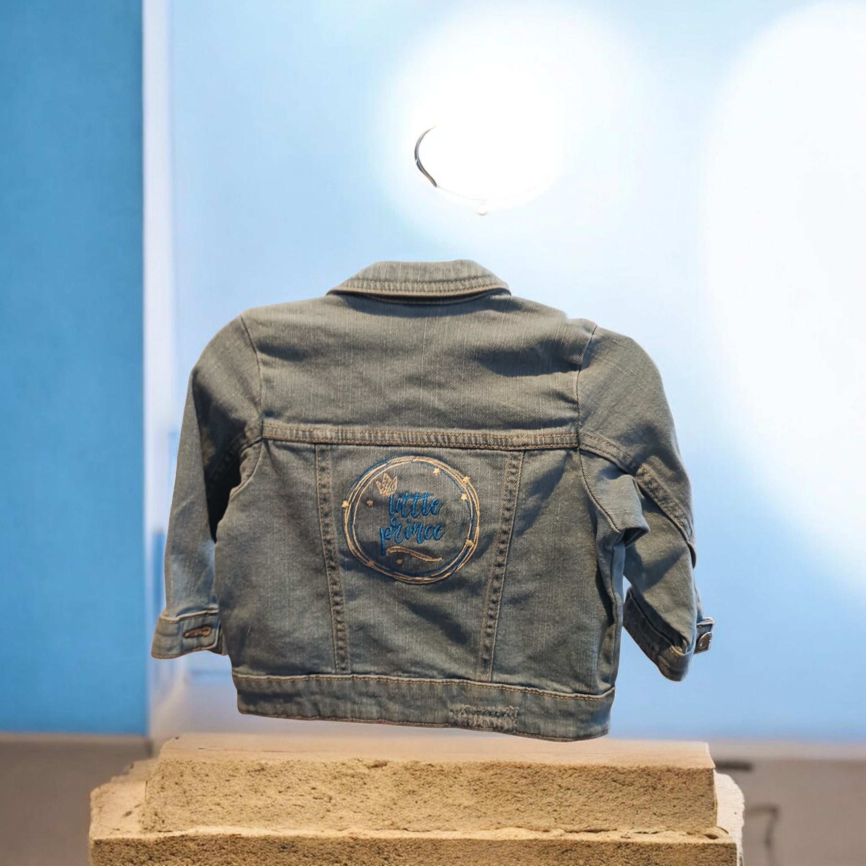 Little Prince Denim Jacket Embroidered - Size 1 for a child