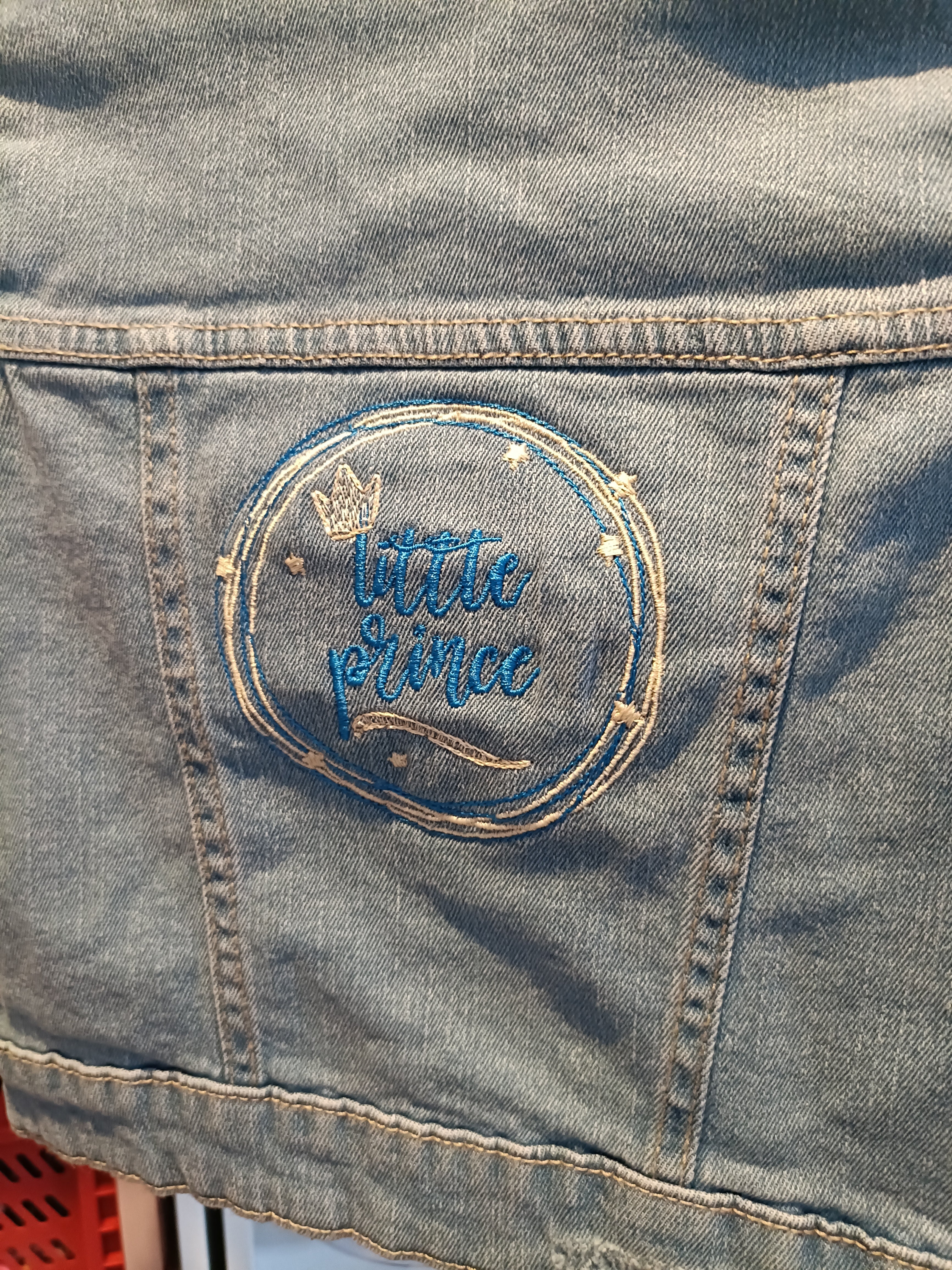Little Prince Denim Jacket Embroidered - Size 1 for a child
