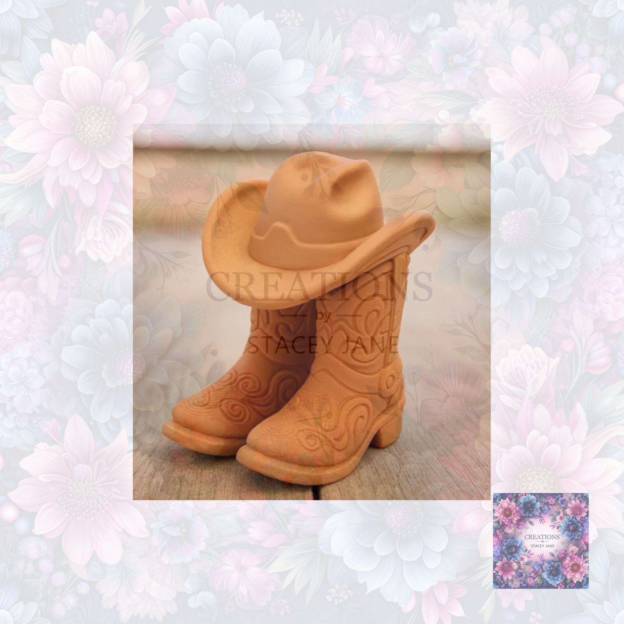 Cowboy Boots with Hat Shelf Decor