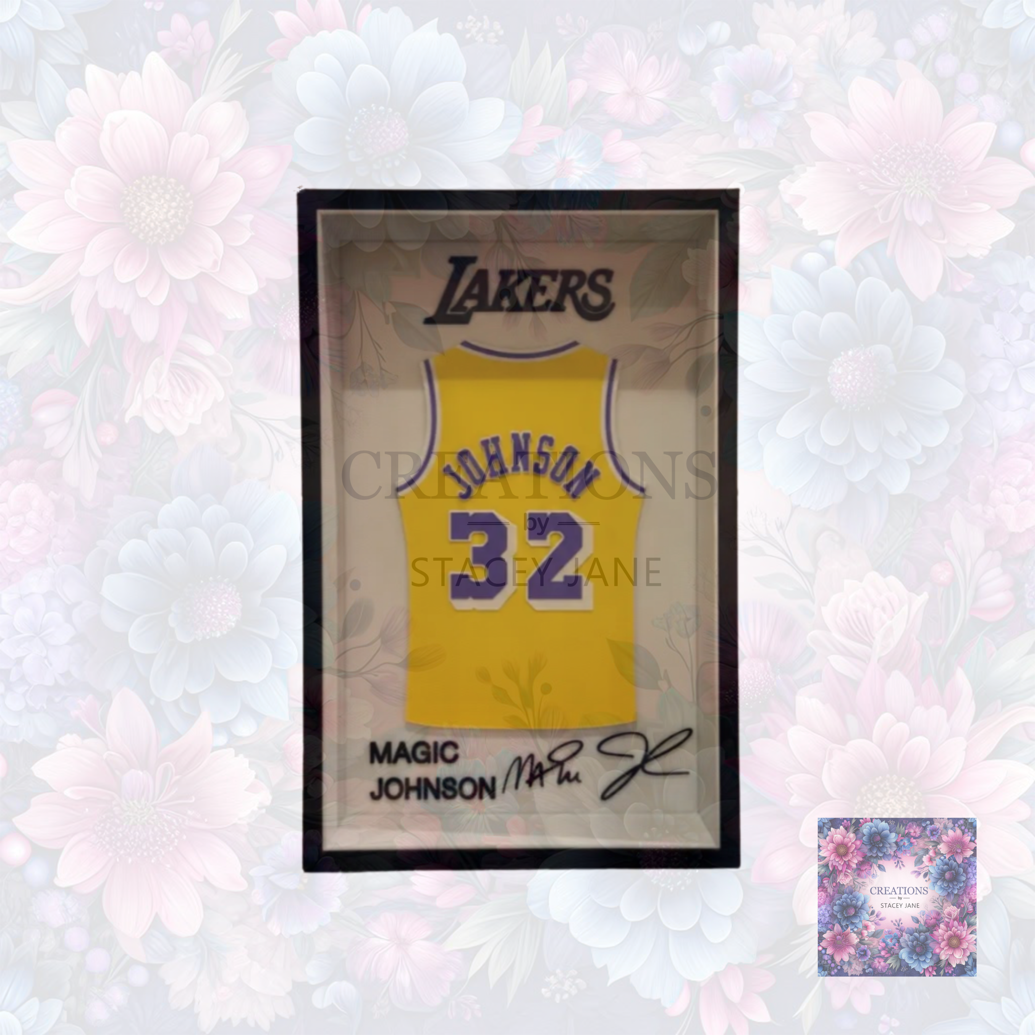 Magic Johnson Lakers Jersey Frame