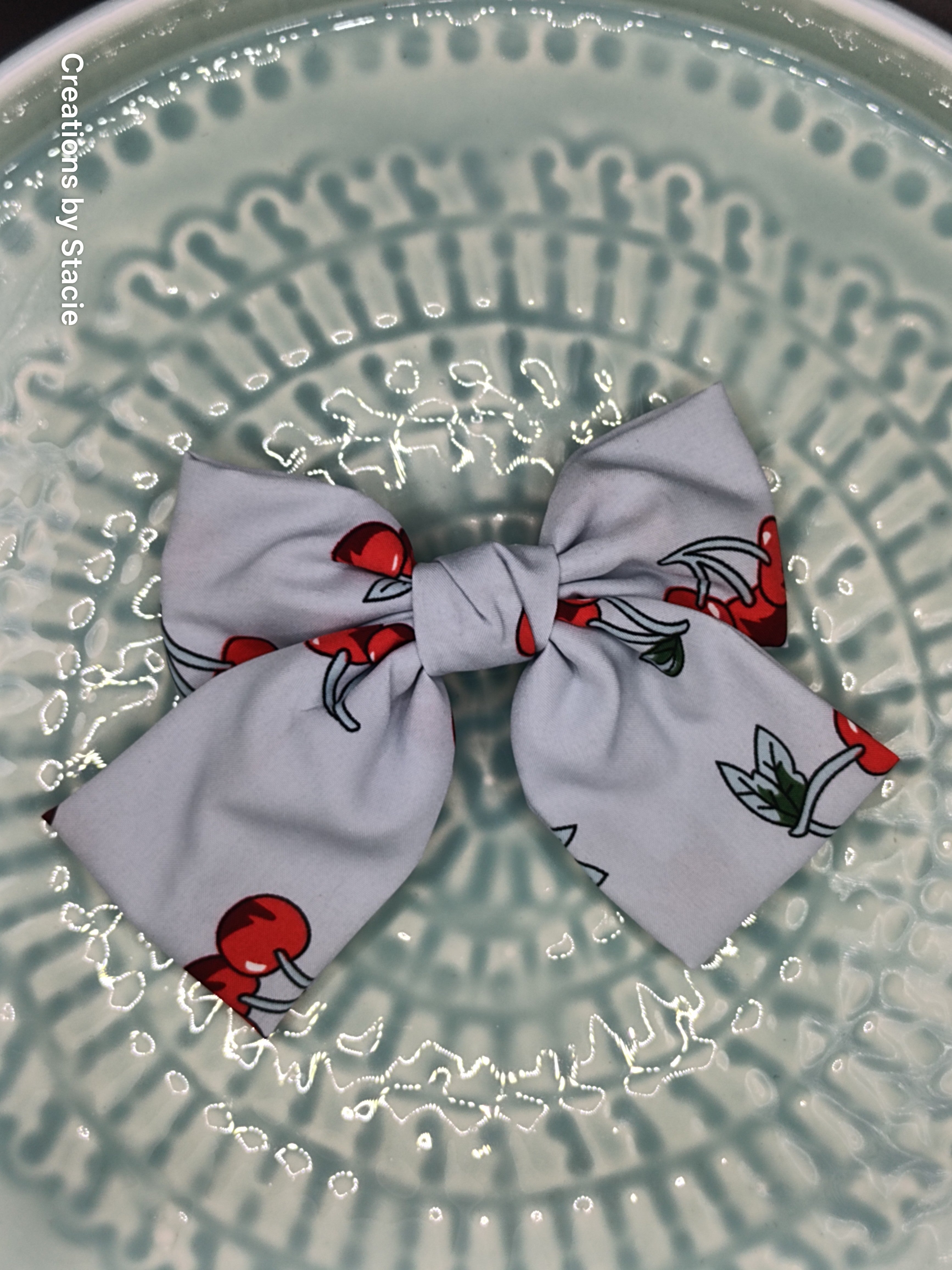 Fabric Cherry Bows Medium Size